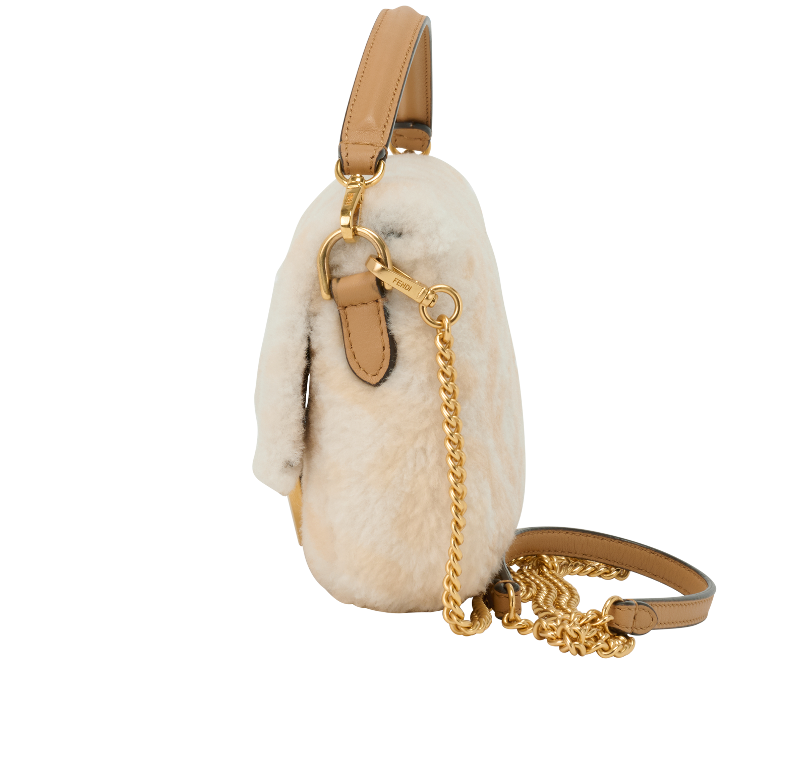 Mini Baguette, &pound;1,100, Handbags, Cream, Shearling, Bottom view